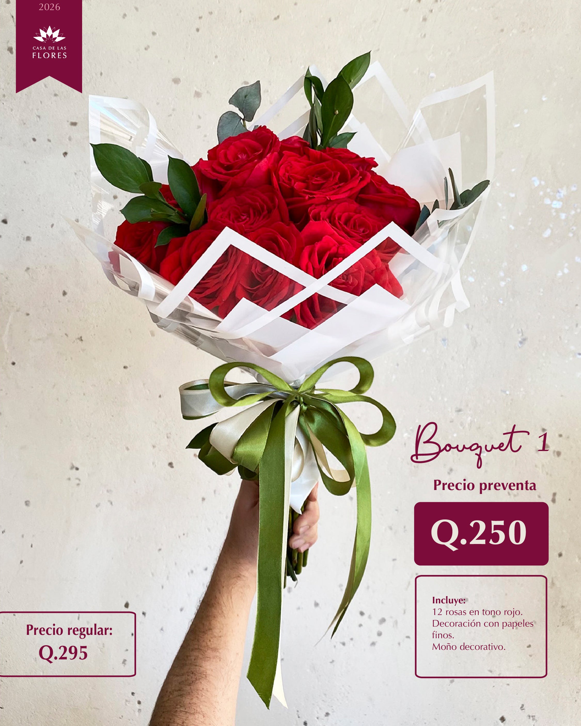 Bouquet 12 Rosas rojas