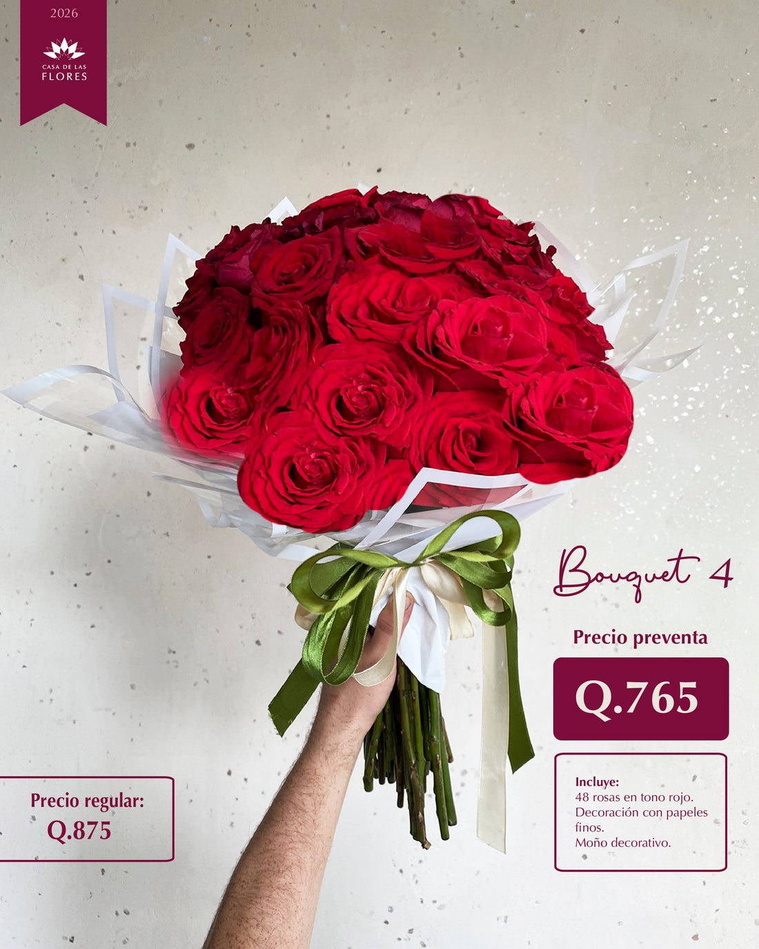 Bouquet 48 rosas rojas